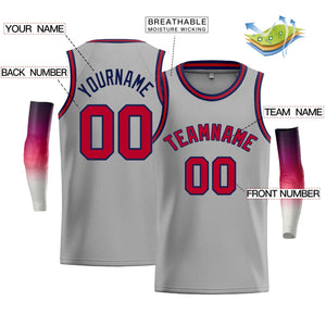 Custom Gray Navy-Red Classic Tops Men Casual Bull Basketball Jersey