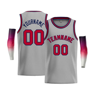 Custom Gray Navy-Red Classic Tops Men Casual Bull Basketball Jersey