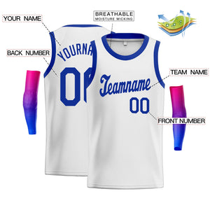 Custom White Royal Classic Tops Athletic Basketball Jersey