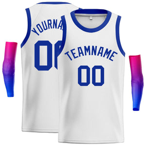 Maillot de basket-ball classique blanc-Royal personnalisé pour hommes/garçon