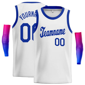 Custom White Royal Classic Tops Athletic Basketball Jersey