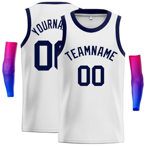 Custom White Navy Classic Tops Athletic Casual Basketball Jersey