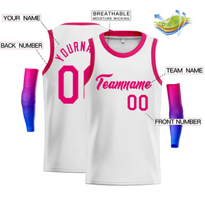 Custom White Pink Classic Tops Fashion Sportwear Basketball Jersey