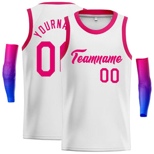 Custom White Pink Classic Tops Fashion Sportwear Basketball Jersey