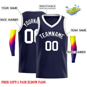 Custom Navy White-Classic Tops Men Casual Basketball Jersey