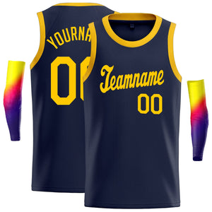 Custom Navy Yellow Classic Tops Gmae Basketball Jersey