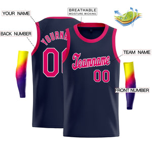 Custom Navy Pink-White Classic Tops Shirt Basketball Jersey