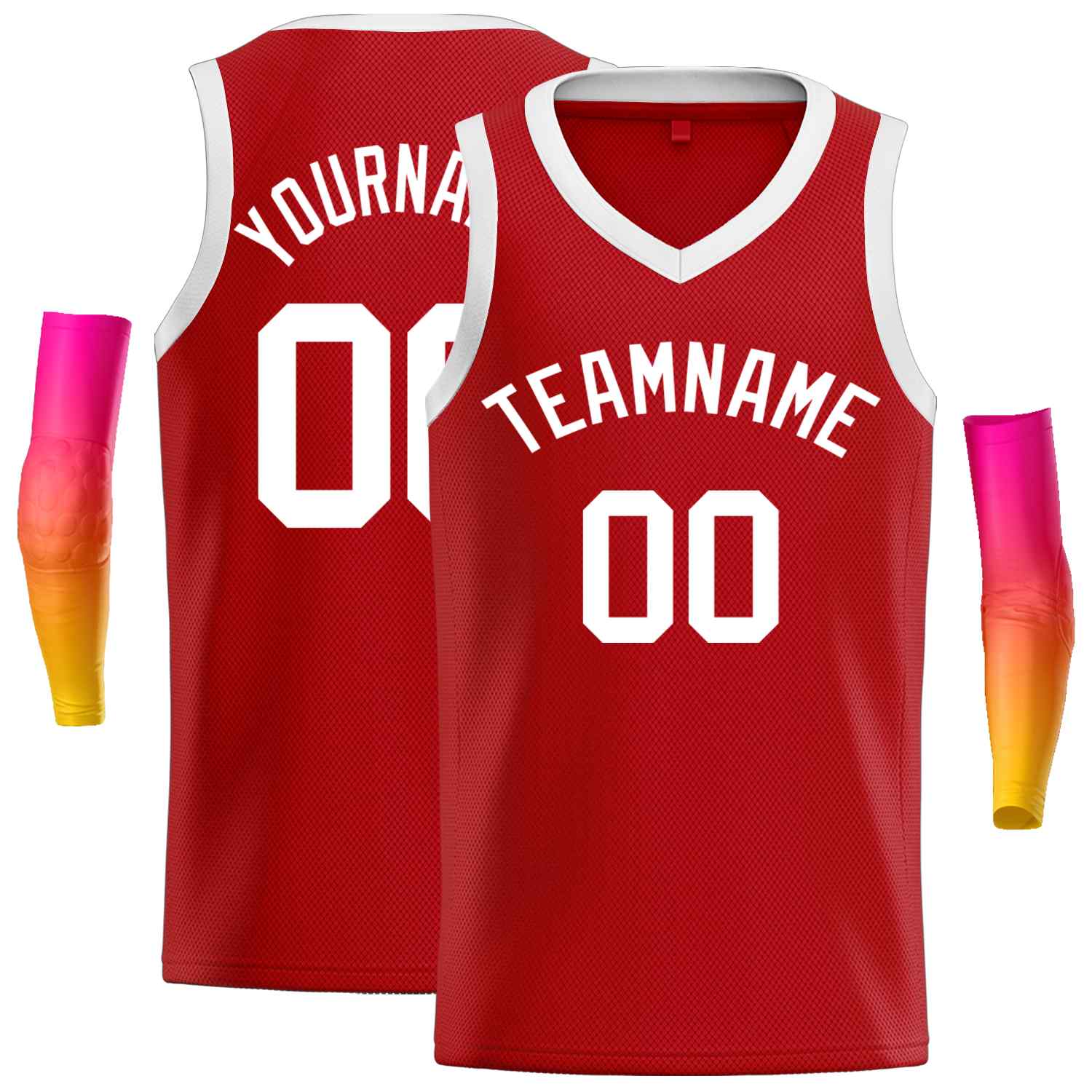 Custom Red White-Classic Tops Men Casual Basketball Jersey