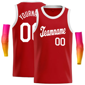 Maillot de basket-ball athlétique pour hommes/garçon, haut classique rouge et blanc personnalisé