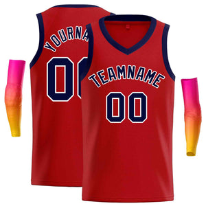 Custom Red Navy-White Classic Tops Men Casual Basketball Jersey