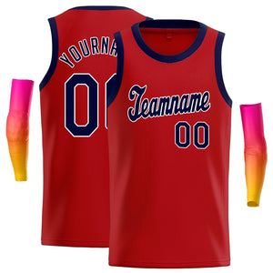 Maillot de basket-ball classique personnalisé rouge marine-blanc