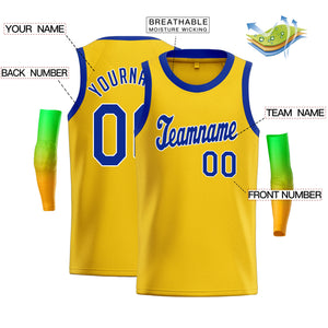 Maillot de basket-ball décontracté pour hommes, haut classique jaune Royal-blanc personnalisé