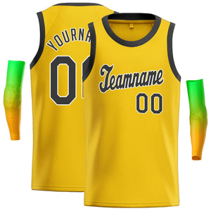 Custom Yellow Black-White Classic Tops Breathable Basketball Jersey