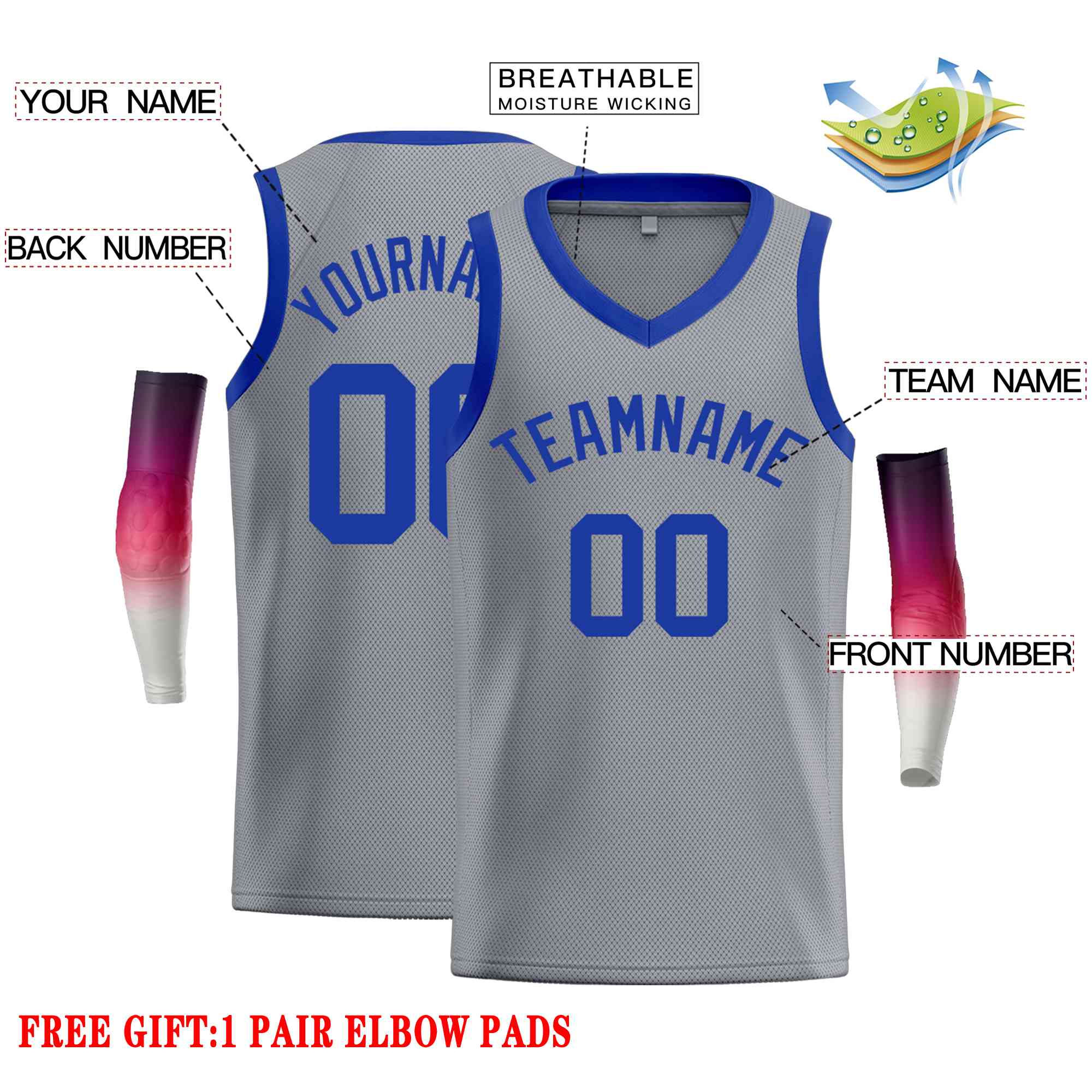 Custom Dark Gray Royal-Classic Tops Men Casual Basketball Jersey