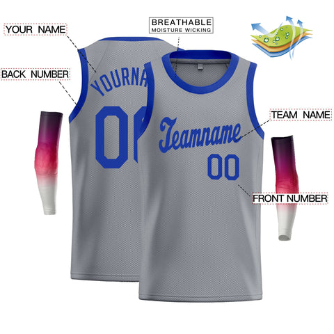 Custom Gray Royal Classic Tops Athletic Casual Basketball Jersey