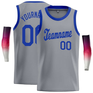 Custom Gray Royal Classic Tops Athletic Casual Basketball Jersey