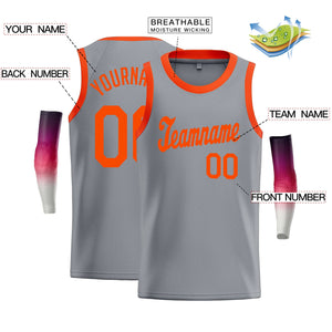 Maillot de basket-ball athlétique classique gris Orange personnalisé