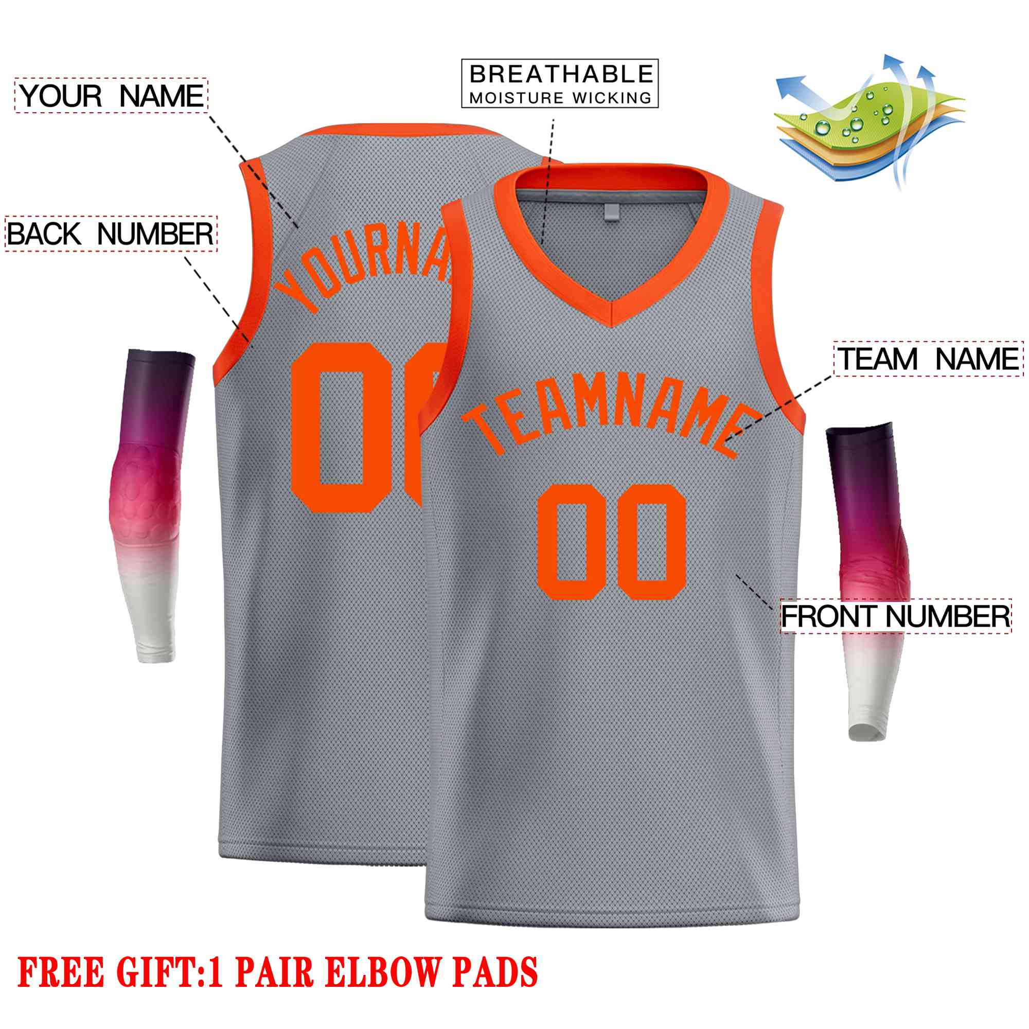 Custom Dark Gray Orange-Classic Tops Men Casual Basketball Jersey