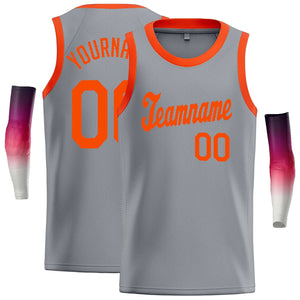 Custom Gray Orange Classic Tops Athletic Basketball Jersey