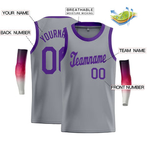 Custom Gray Purple Classic Tops Fashion Sportwear Basketball Jersey