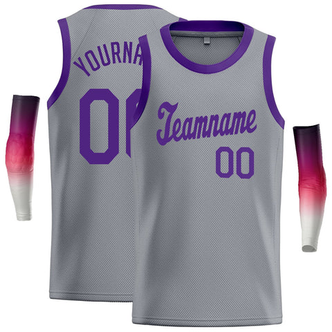 Custom Gray Purple Classic Tops Fashion Sportwear Basketball Jersey