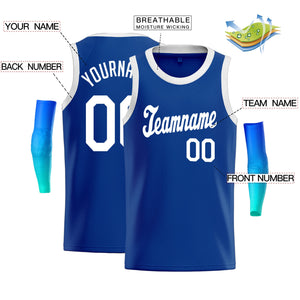 Custom Blue White Classic Tops Athletic Basketball Jersey