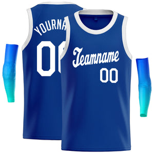 Maillot de basket-ball athlétique classique bleu blanc personnalisé