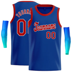 Maillot de basket-ball athlétique pour hommes/garçon, haut classique personnalisé bleu rouge-blanc