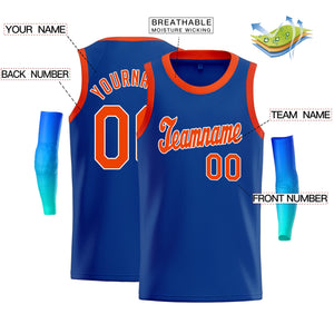 Custom Blue Orange-White Classic Tops Tank Top Basketball Jersey