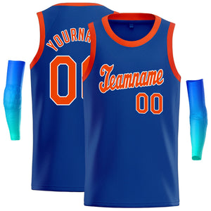 Débardeur classique personnalisé bleu Orange-blanc, maillot de basket-ball