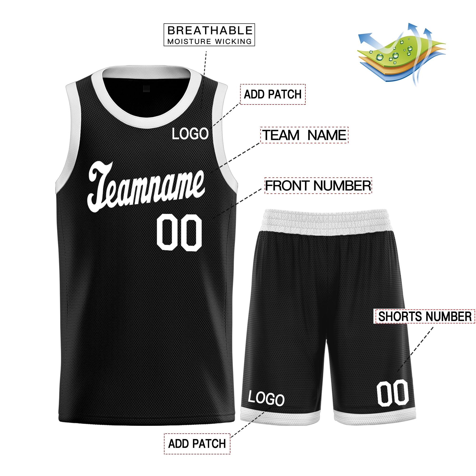 Custom Black White Classic Sets Basketball Jersey