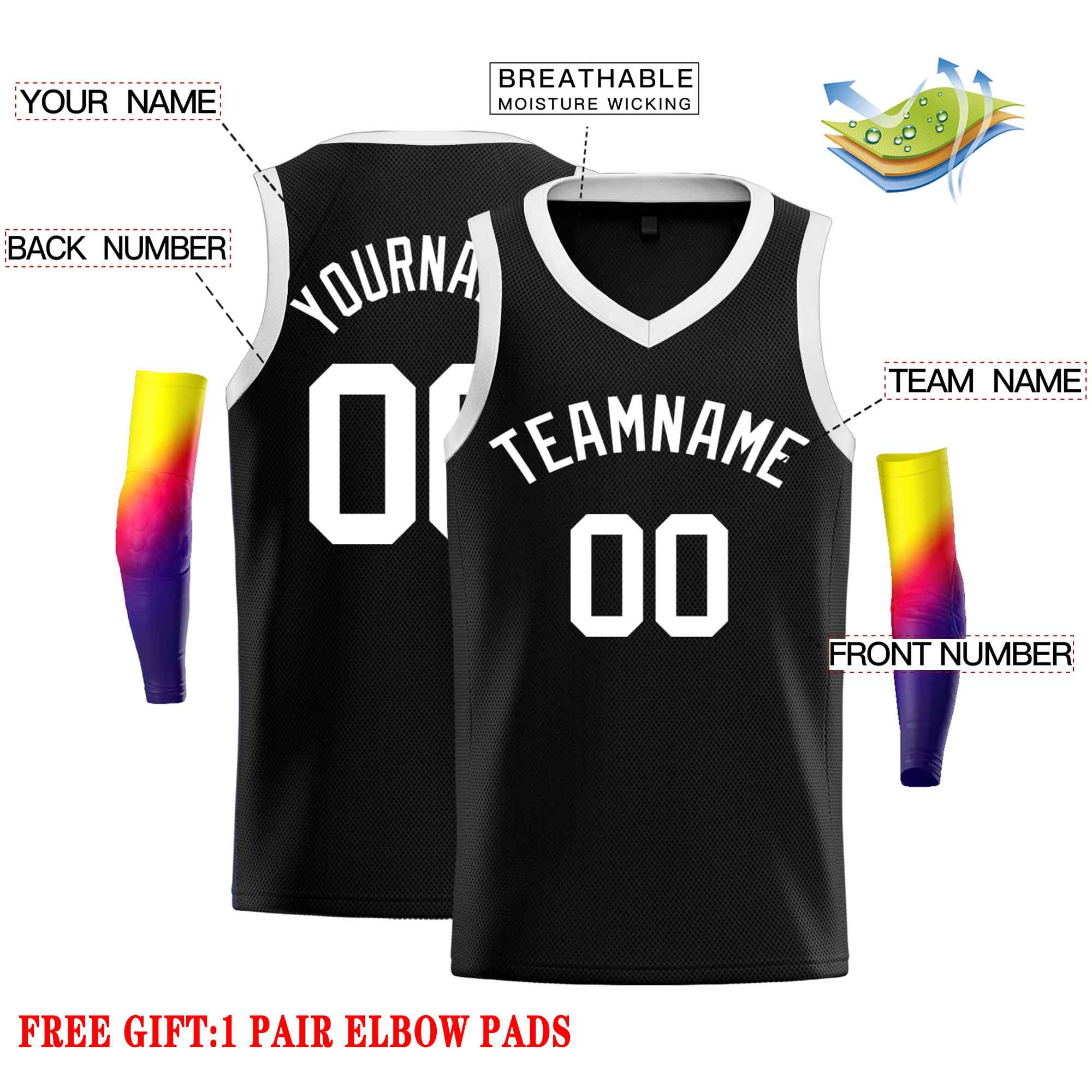 Custom Black White-Classic Tops Men Casual Basketball Jersey