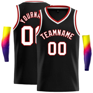 Maillot de basket-ball décontracté pour hommes, haut classique personnalisé noir rouge-blanc