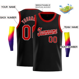 Custom Black Red-White Classic Tops Men Casual Basketball Jersey