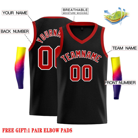 Custom Black White-Red Classic Tops Men Casual Basketball Jersey