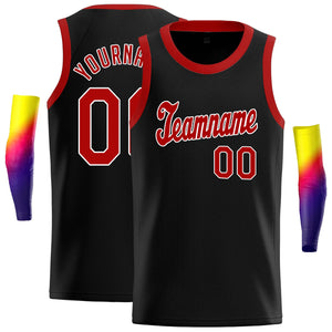 Custom Black Red-White Classic Tops Men Casual Basketball Jersey