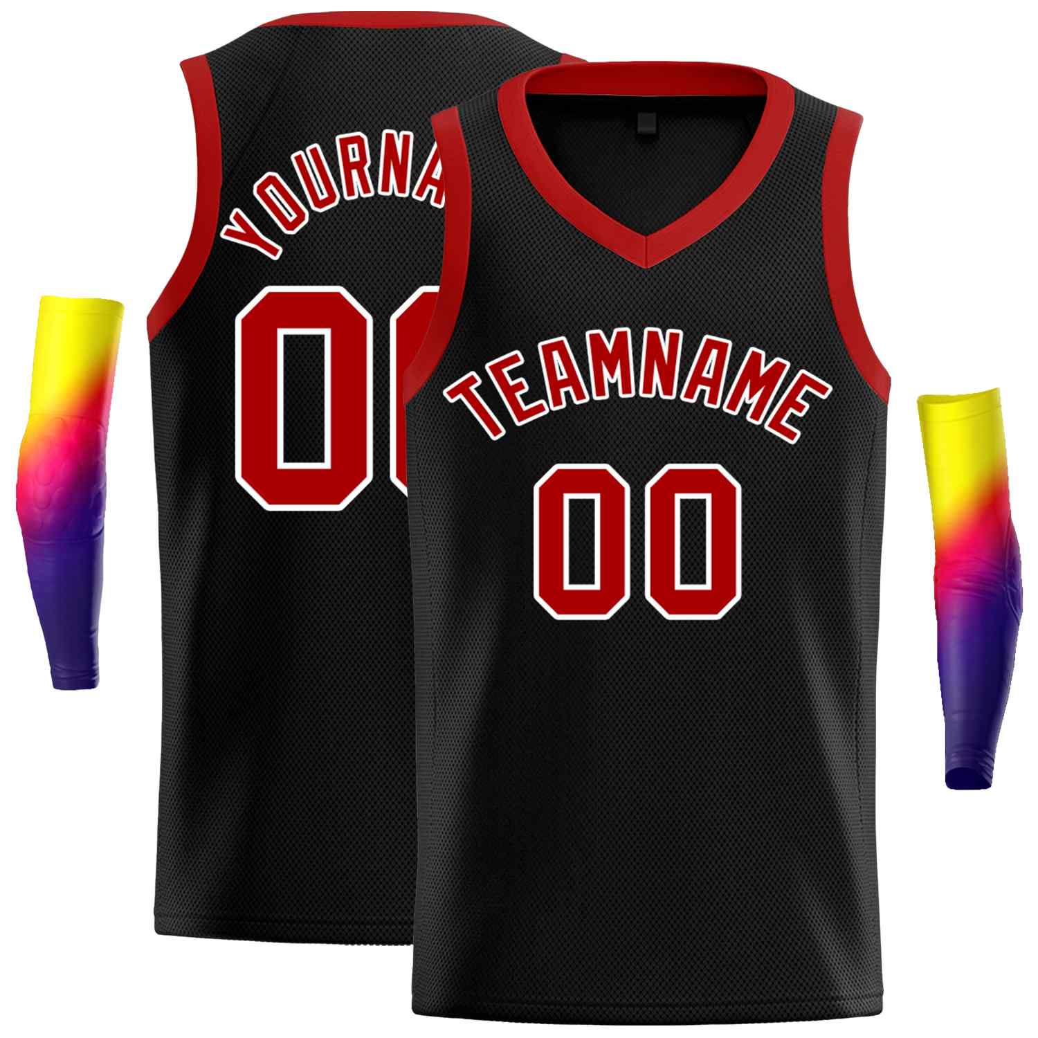 Custom Black White-Red Classic Tops Men Casual Basketball Jersey