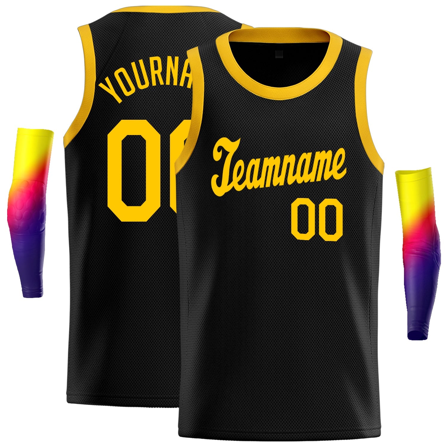 Maillot de basket-ball de jeu de sport, haut classique jaune noir personnalisé