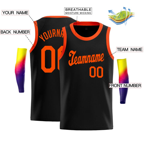 Custom Black Orange Classic Tops Sport Game Basketball Jersey