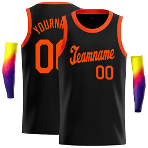 Maillot de basket-ball de jeu de sport, haut classique Orange noir personnalisé