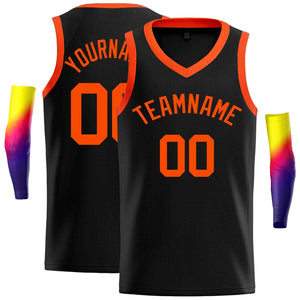 Maillot de basket-ball décontracté pour hommes, haut classique noir Orange personnalisé