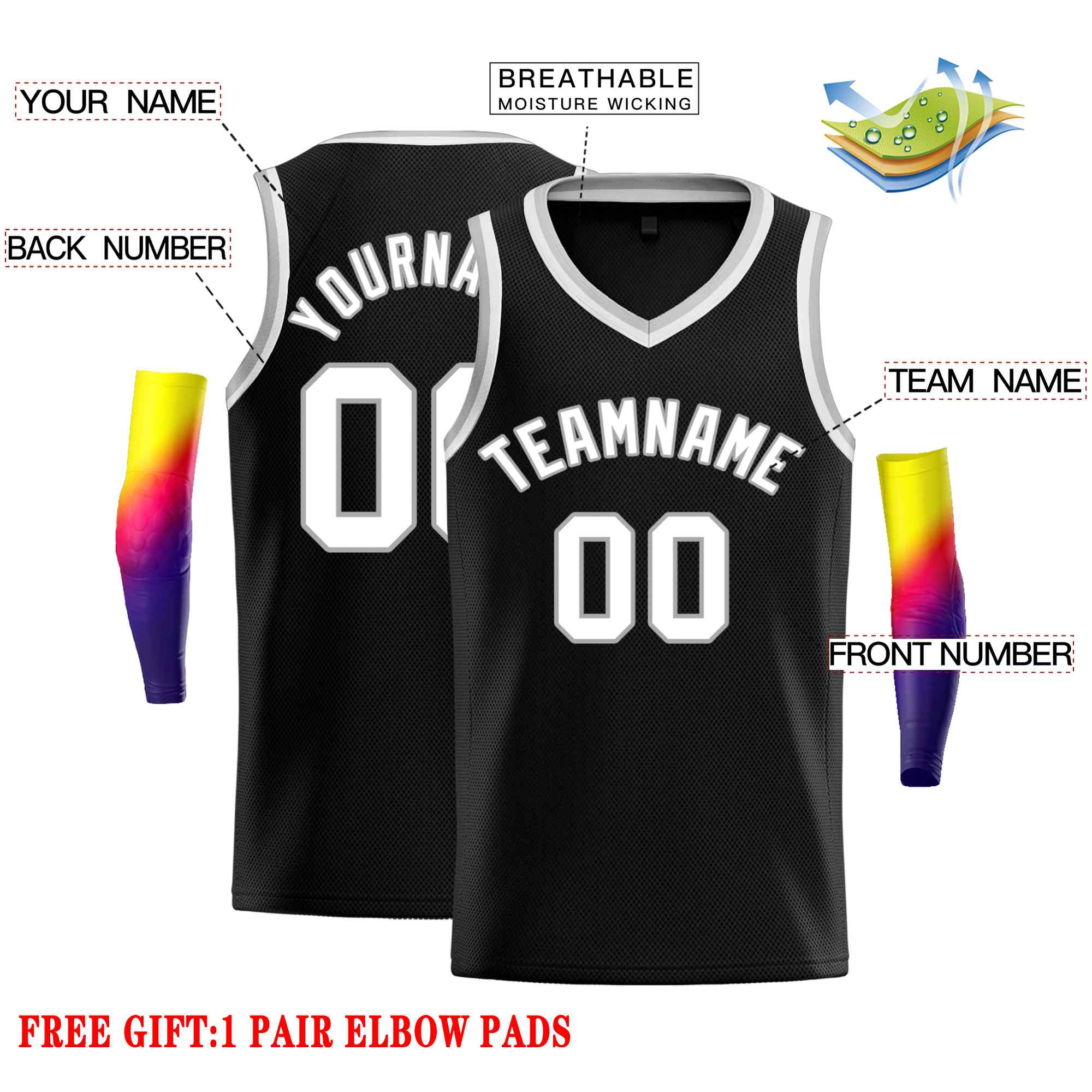 Custom Black White-Gray Classic Tops Men Casual Basketball Jersey