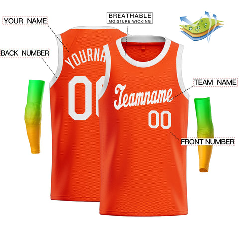 Custom Orange White Classic Tops Tank Top Basketball Jersey