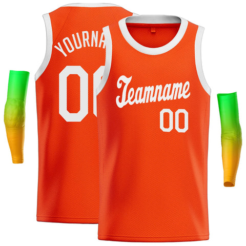 Custom Orange White Classic Tops Tank Top Basketball Jersey