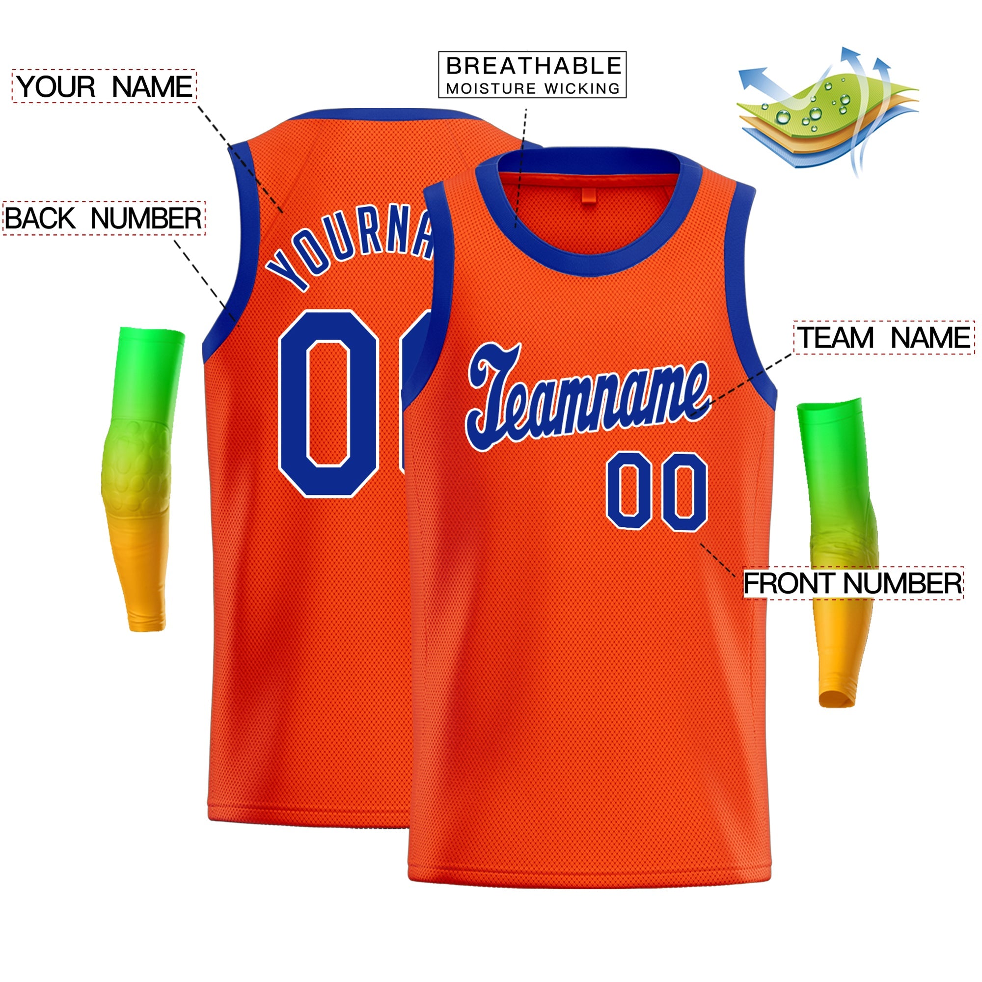 Custom Orange Royal White Classic Tops Men Casual Basketball Jersey