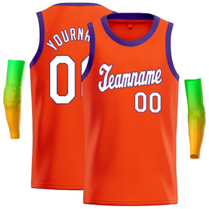 Maillot de basket-ball décontracté, personnalisé, Orange, violet, classique, athlétique