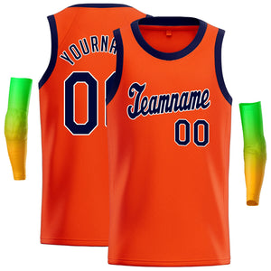 Custom Orange Navy-White Classic Tops Men/Boy Basketball Jersey