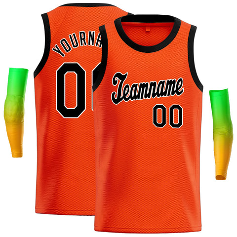Custom Orange Black-White Classic Tops Breathable Basketball Jersey