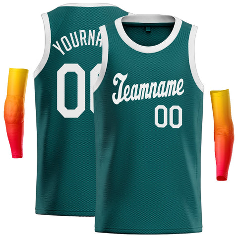 Custom Teal White Classic Tops Breathable Basketball Jersey