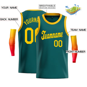 Custom Teal Yellow Classic Tops Breathable Basketball Jersey